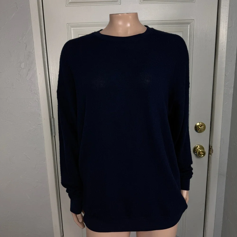 Alo Yoga Women's Sweater XS Navy Crew neck Knit Rayon Polyester Athletic W4-11